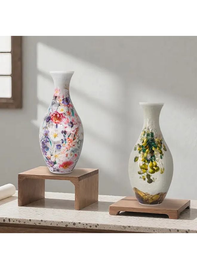 SH1689 فازة أحجية ثلاثية الأبعاد على شكل قرع - نموذج 3 - نقش وردي - 164 قطعة منحنية - ديكور للمنزل والمكتب - هدية - Image 1